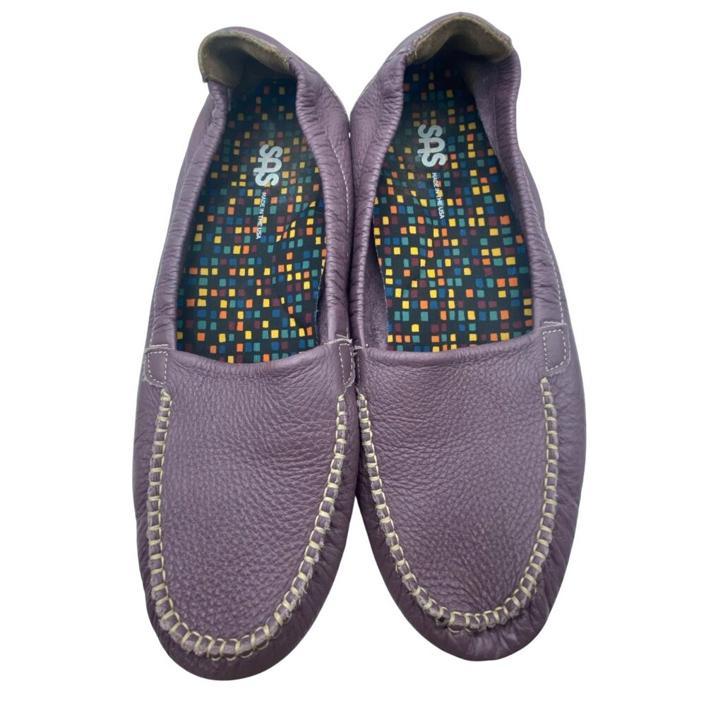 SAS Sunny Slip On Loafer Purple Pebbled Leather US 11 M Comfort Shoes USA Made - Picture 3 of 15